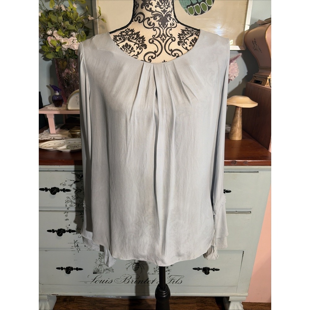 The Addison Story 100% Silk Light Blue Blouse Sz Large
